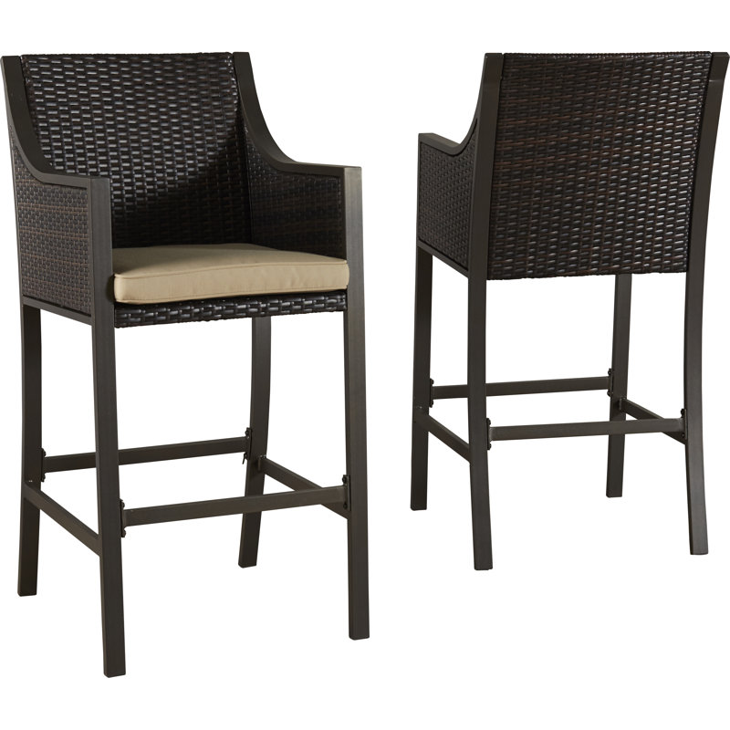 Brayden Studio® Liggins 30" Patio Bar Stool with Cushion & Reviews